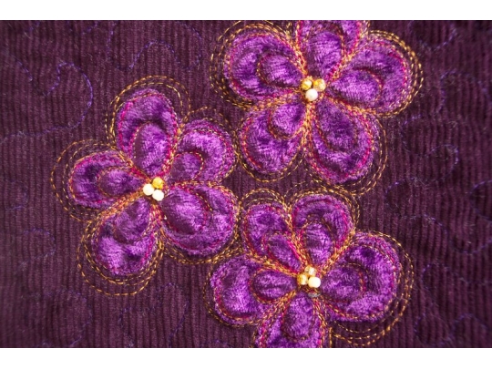 Quilted book cover w/ applique flowers. 100_1950.jpg