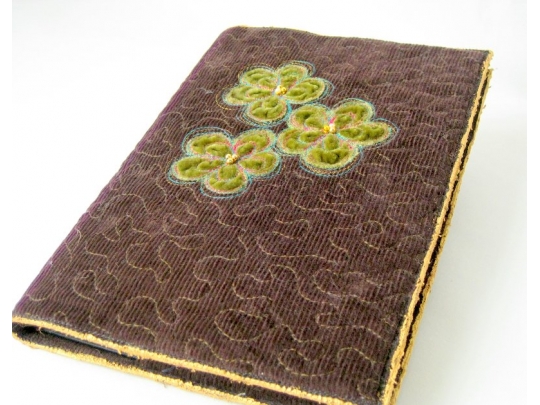 Quilted book cover w/ applique flowers img_3590.jpg