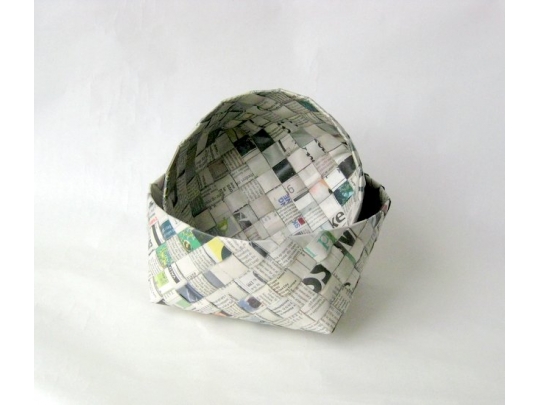 Scandinavian woven container, recycled Danish newspaper img_4775.jpg