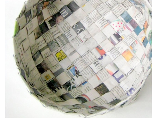 Scandinavian woven container, recycled Danish newspaper img_4782.jpg